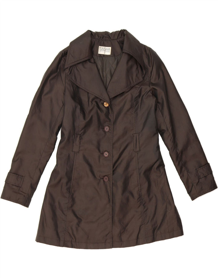 SASHA Womens Overcoat UK 10 Small Brown Polyester Vintage Sasha and Second-Hand Sasha from Messina Hembry 