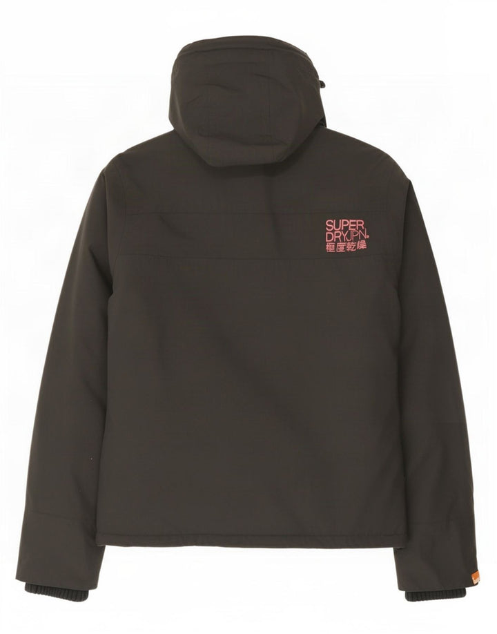 Giacca a vento con cappuccio da donna Superdry UK 14 Nylon grigio medio