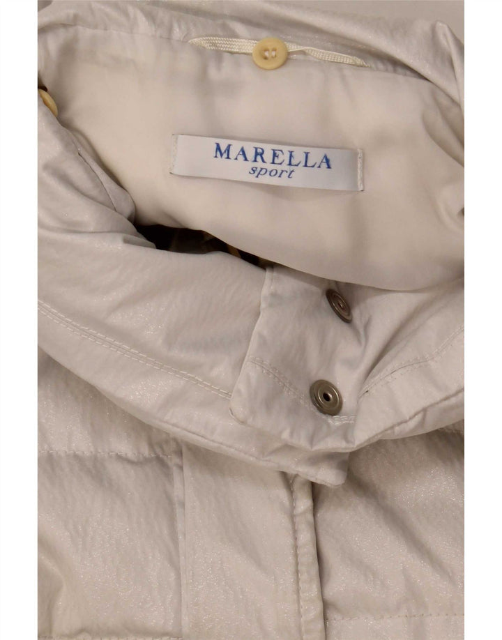 Marella Abrigo acolchado para mujer UK 42 Poliéster blanco mediano