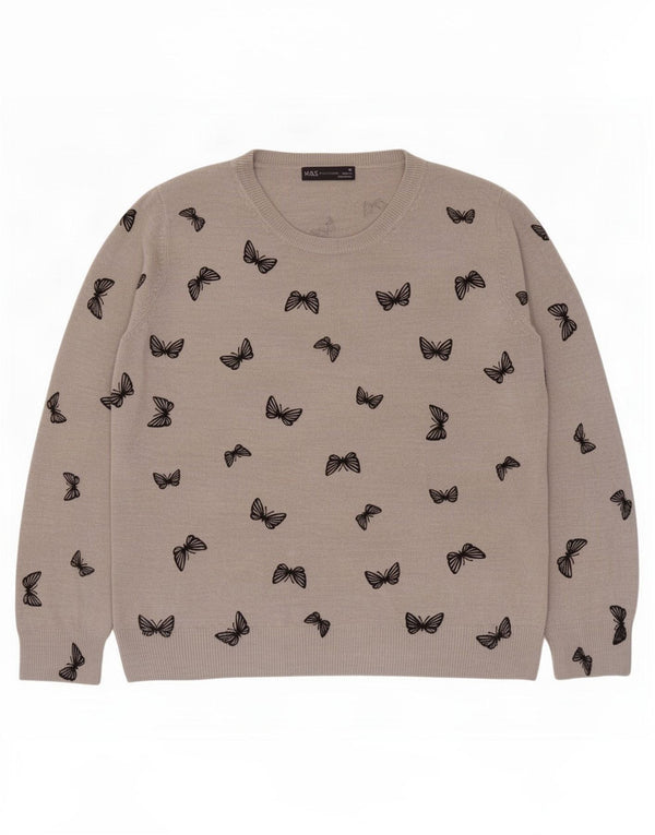Marks & Spencer Womens Boat Neck Jumper Sweater UK 16 large Grey Butterfly