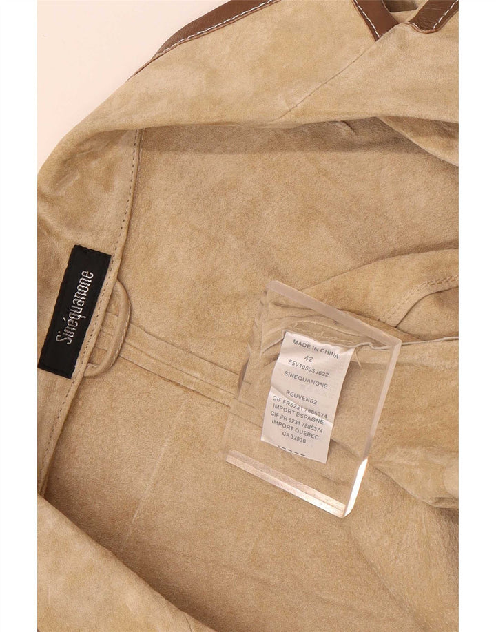 Sinequanone Womens 3/4 Sleeve Suede Bolero Jacket IT 42 Medium Beige