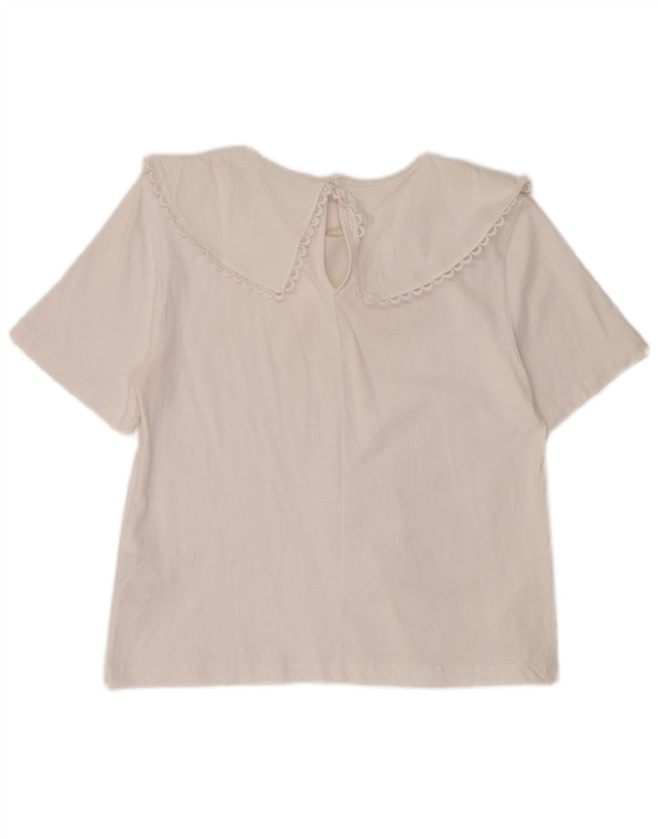 Zara Womens Blouse Top UK 14 Large White Cotton