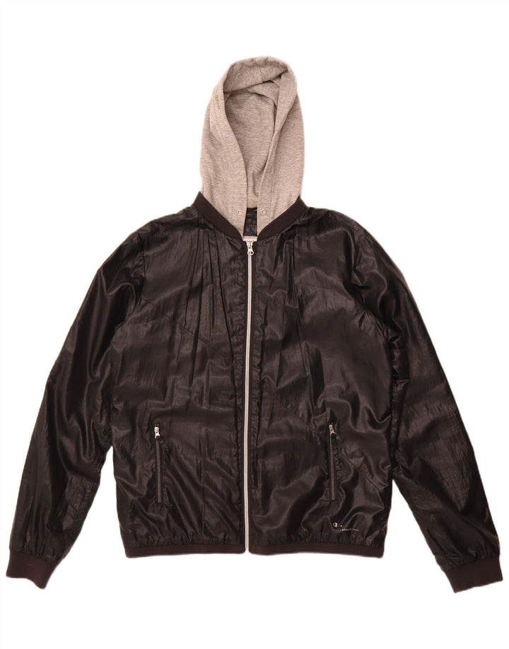 Champion Womens Hooded Bomber Jacket UK 18 XL Black Polyester
