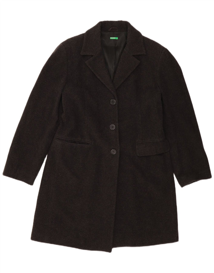 BENETTON Damen Mantel IT 48 XL Schwarze Wolle