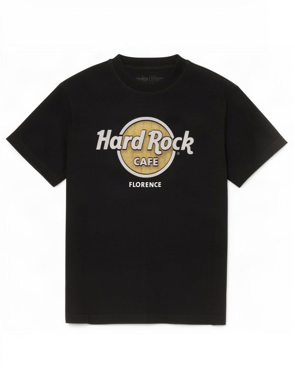 Hard Rock Cafe Damen Florence Graphic T-Shirt Top UK 10 Small Schwarz Baumwolle