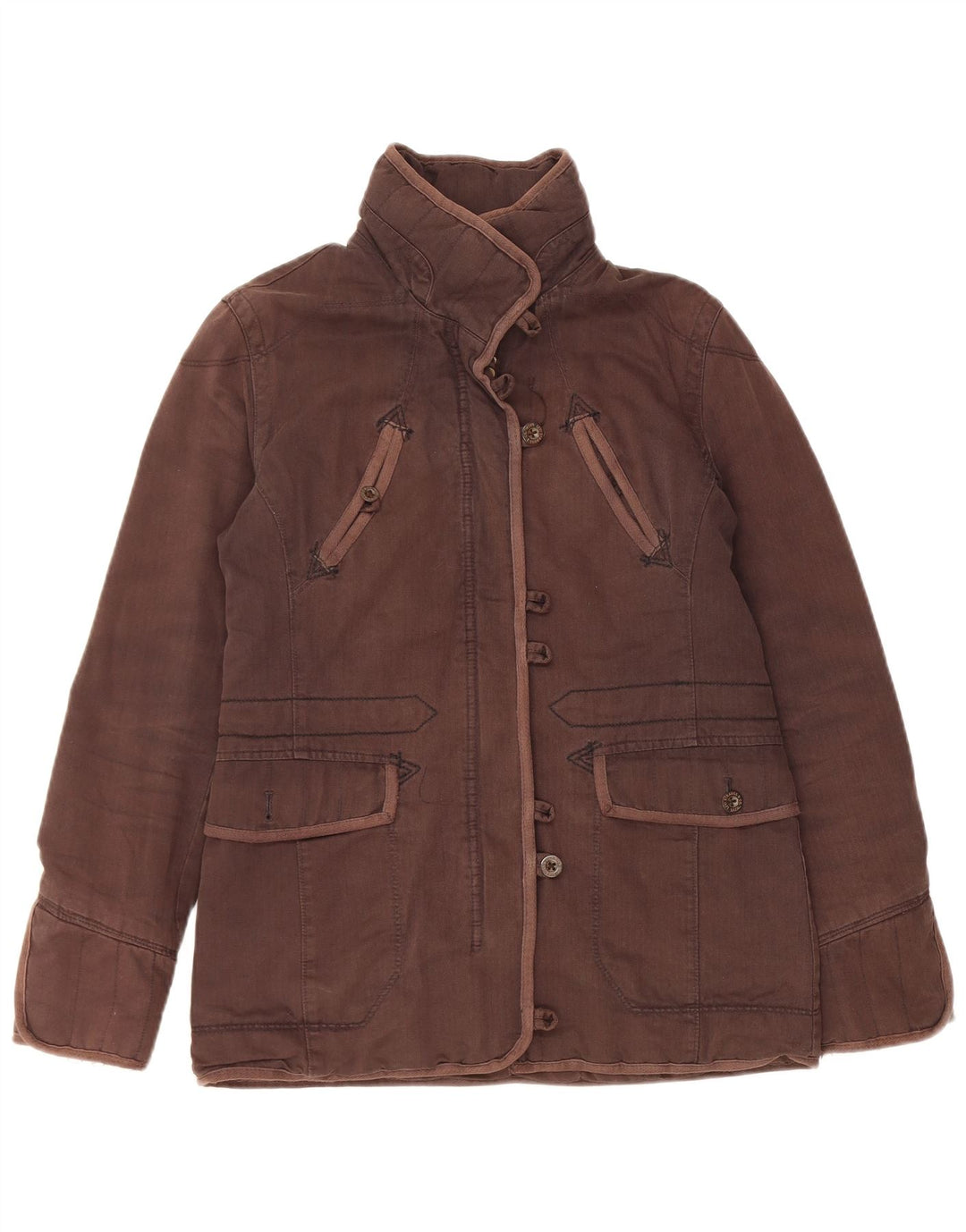 Giacca a vento da donna Levi's UK 10 piccola spina di pesce marrone