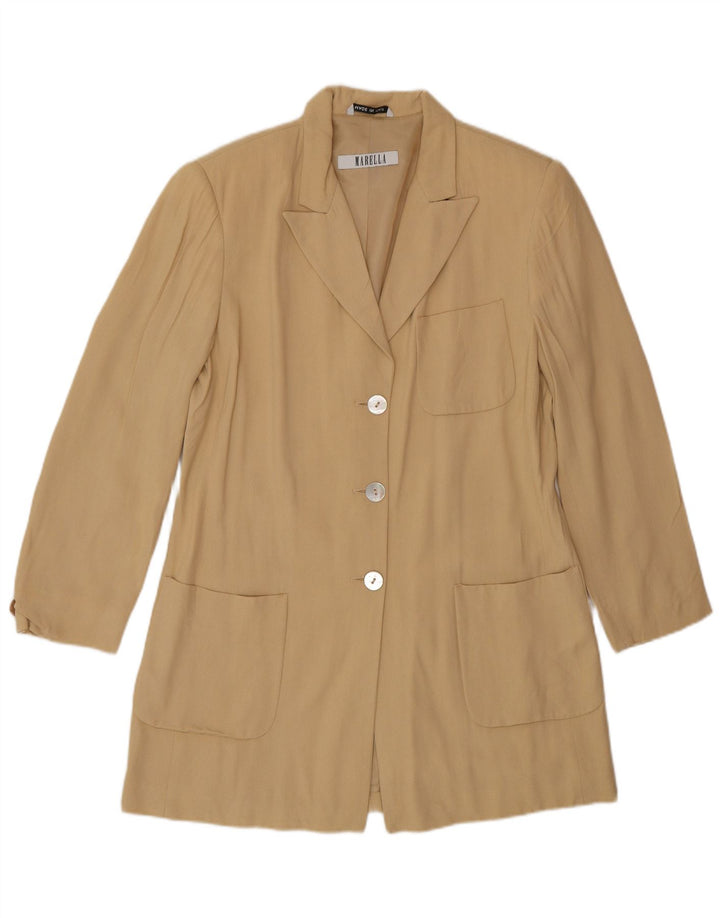 Marella Womens Longline 3-knaps blazerjakke UK 12 Medium Beige Viscose