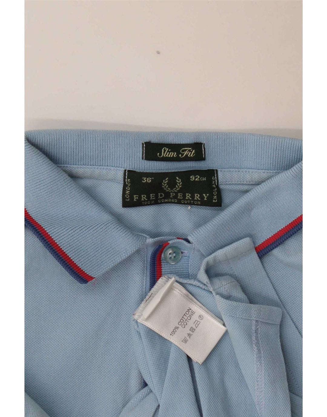 Fred Perry Mens Slim Fit Polo Shirt Small Blue Cotton