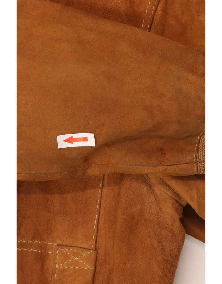 Vintage Mens Suede Bomber Jacket IT 48 Medium Brown