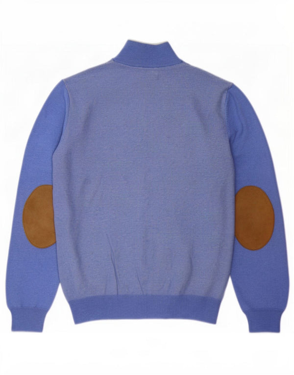 Massimo Dutti Mens Zip Neck Jumper Sweater Large Blue Cotton
