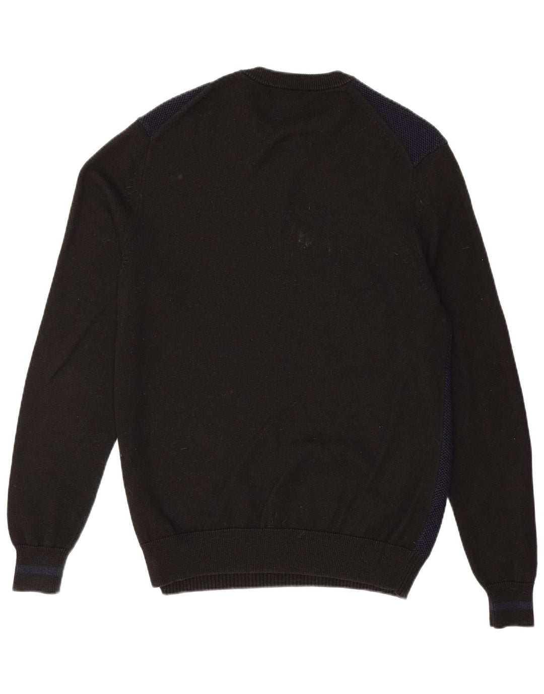 Fred Perry Mens Crew Neck Jumper Sweater Large Navy Blue Colourblock Wool