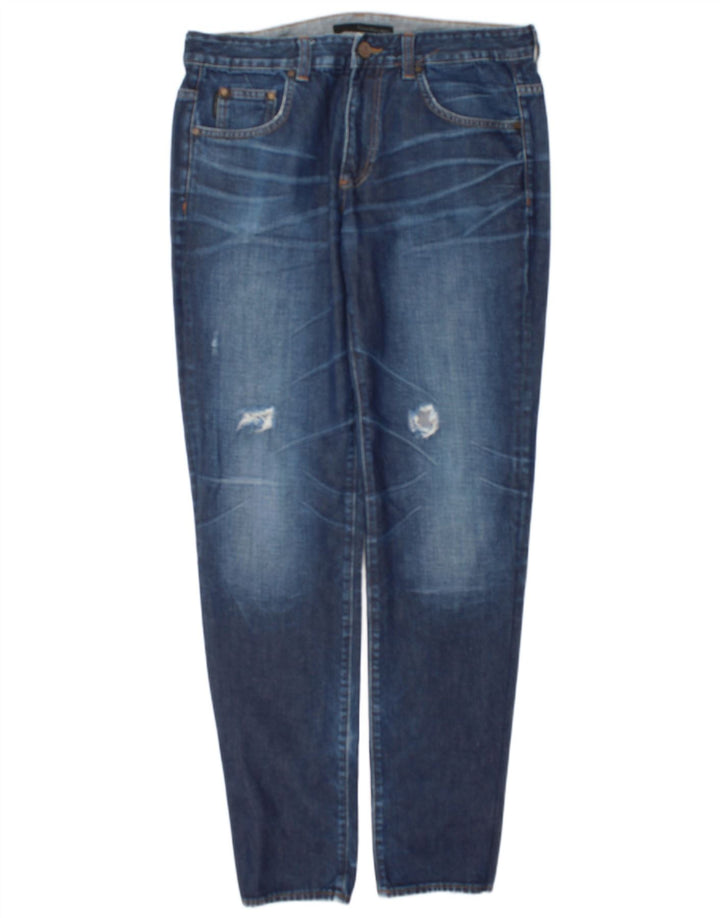 Calvin Klein Mens Distressed Regular Slim Jeans W32 L34 Blue Cotton