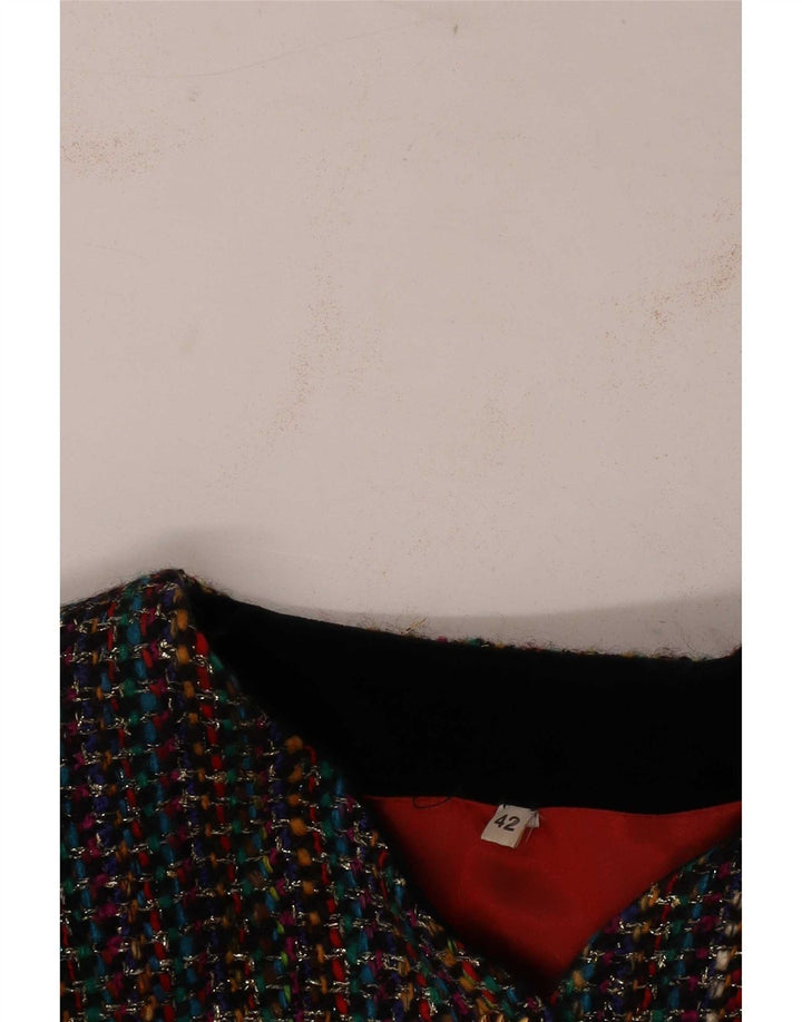 vintage Femme 3 Bouton Blazer Veste IT 42 Moyen Multicolore Rayé