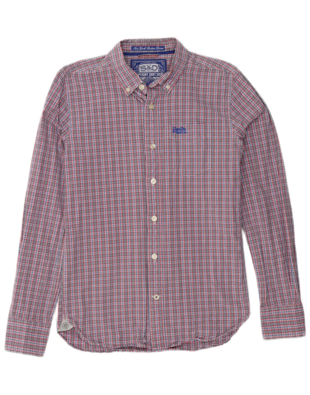 Superdry Mens Shirt Medium Pink Gingham Cotton