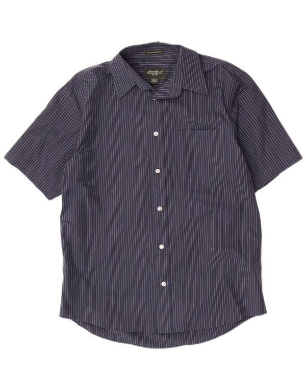 Eddie Bauer Kortærmet Herreskjorte Medium Navyblå Nålestribet bomuld