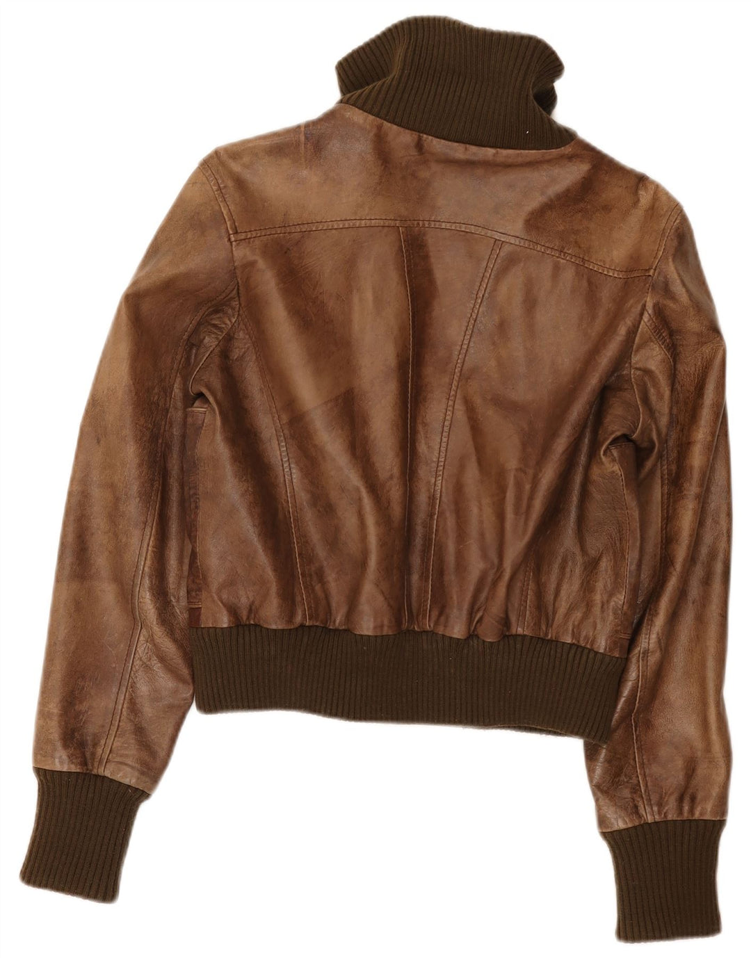 Giacca in pelle corta da donna Oasis UK 16 Large Marrone Colorblock