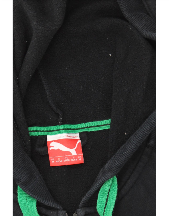 PUMA Mens Graphic Zip Hoodie Sweater Medium Black Cotton Vintage Puma and Second-Hand Puma from Messina Hembry 