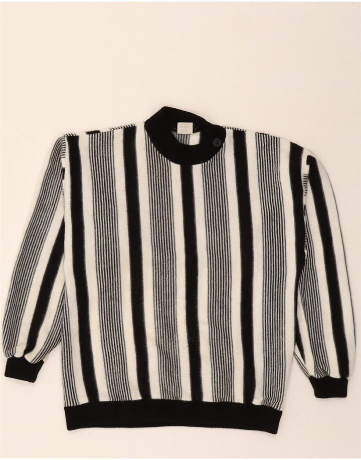 VINTAGE Womens Turtle Neck Jumper Sweater UK 14 Medium  Black Striped Vintage Vintage and Second-Hand Vintage from Messina Hembry 