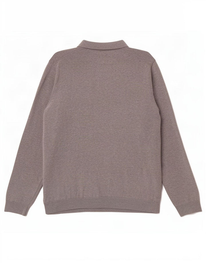 Marks & Spencer Mens Polo Neck Jumper Sweater 2XL Grey Cotton