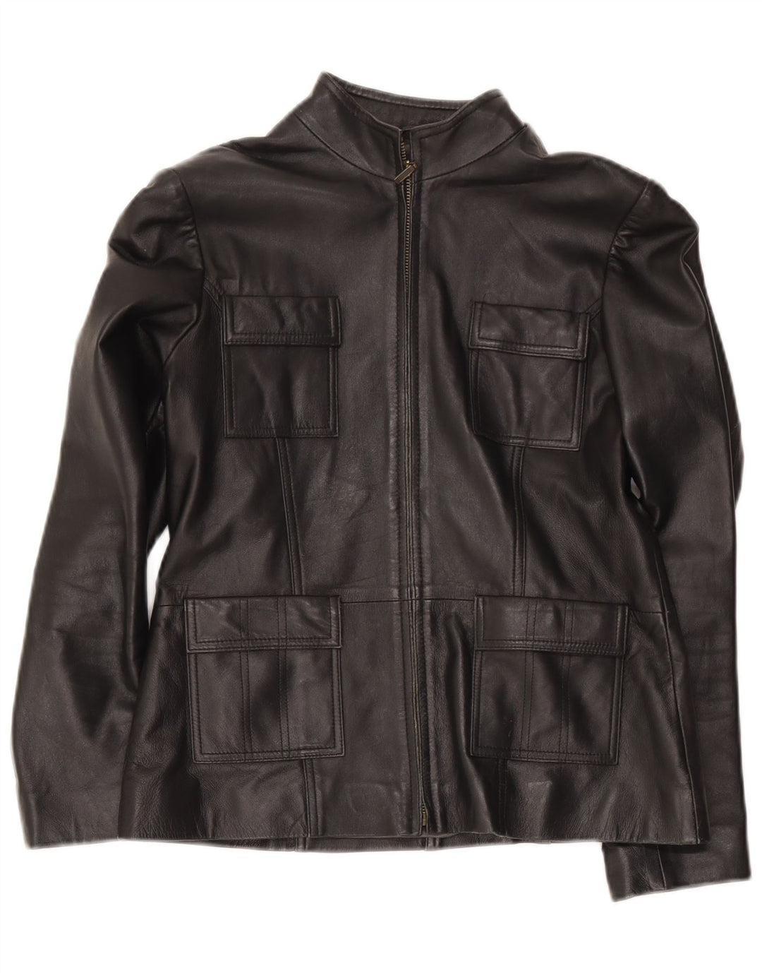 Helium Veste en cuir militaire pour femme UK 14 Medium Noir