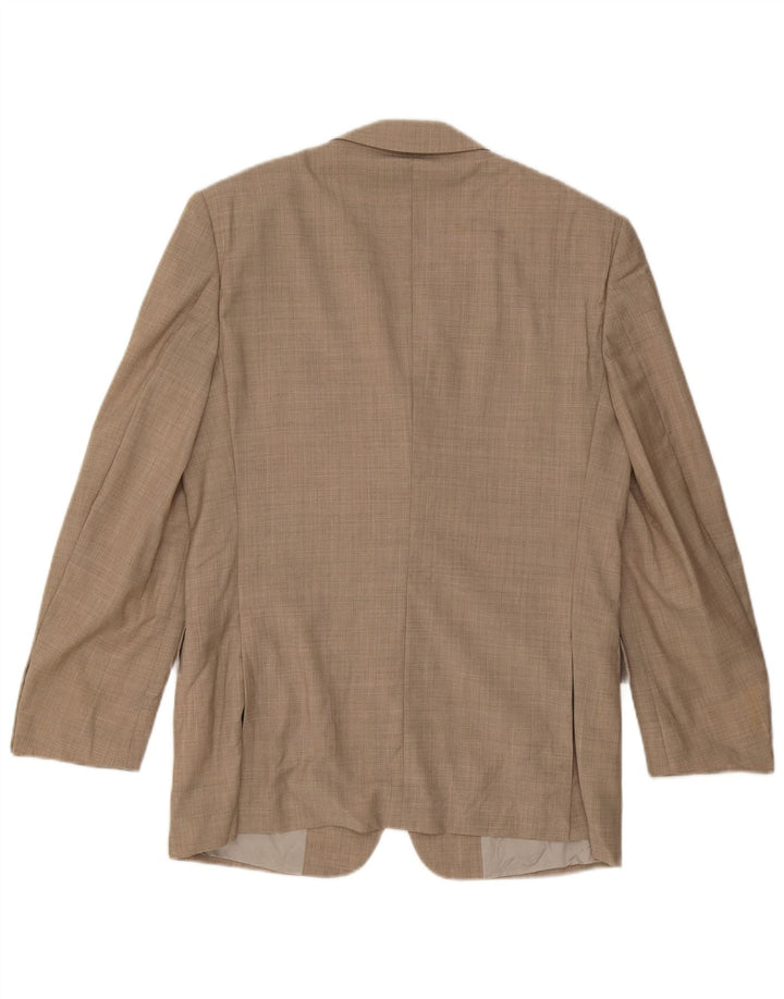 Biagiotti Mens 3 Button Blazer Jacket IT 48 Medium Beige Virgin Wool