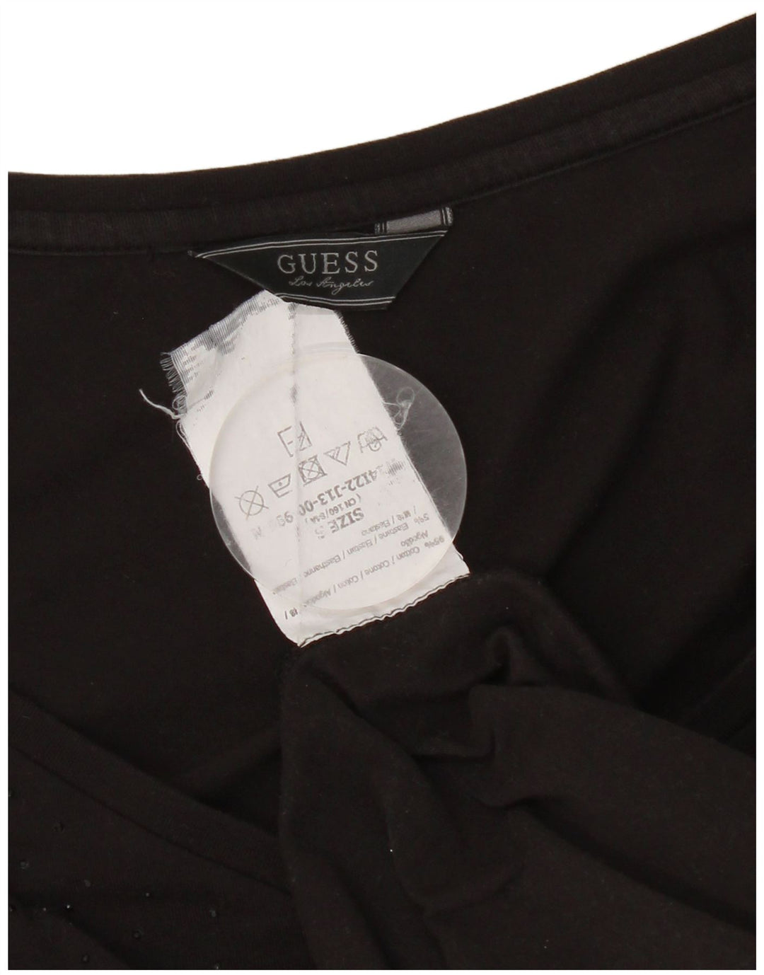Guess Womens Graphic Top Long Sleeve UK 8 Small Black Cotton