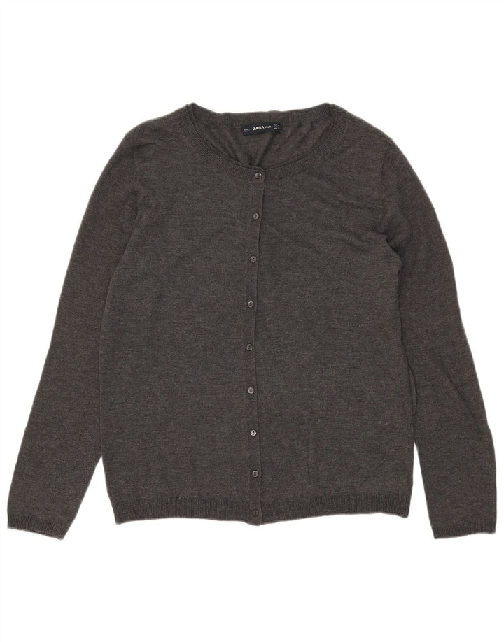 Zara Cardigan Femme Pull UK 12 Moyen Gris Modal