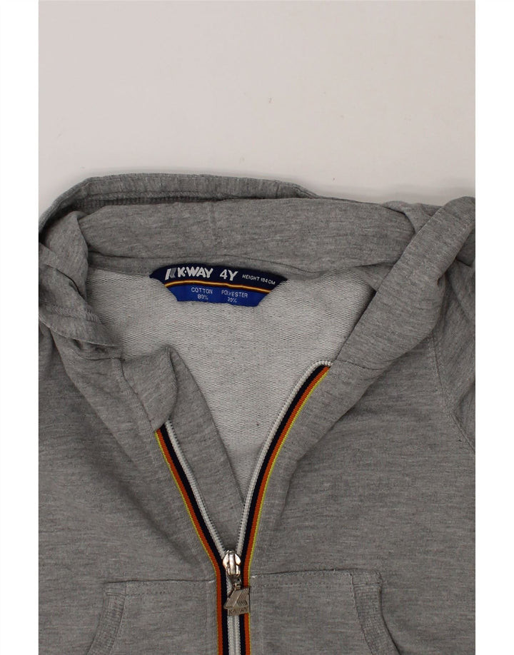 K-WAY Girls Zip Hoodie Sweater 3-4 Years Grey Cotton Vintage K-Way and Second-Hand K-Way from Messina Hembry 