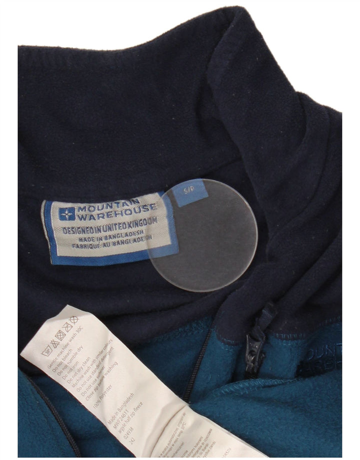 Mountain Warehouse Mens Zip Neck Fleece Jumper Small Blue Colourblock