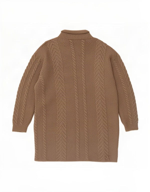 Vintage Dame Longline Cardigan Sweater UK 14 Large Brown