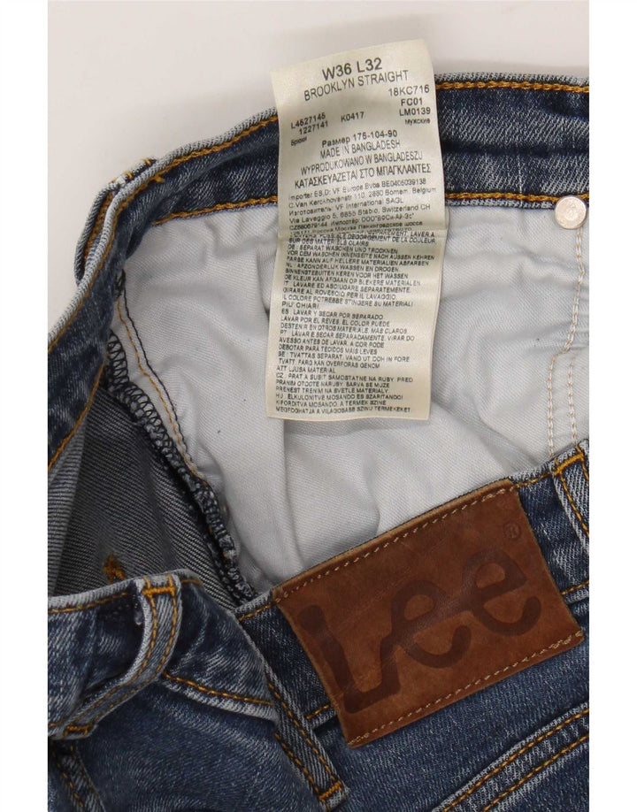 Lee Mens Brooklyn Straight Jeans W36 L32 Blue Cotton