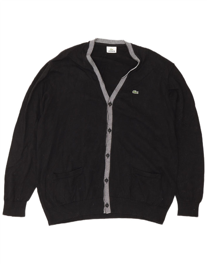 Lacoste Mens Cardigan Sweater Size 8 2XL Black Cotton