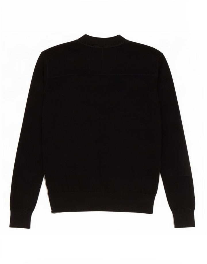 Guess Mens Cardigan Sweater Medium Black Cotton