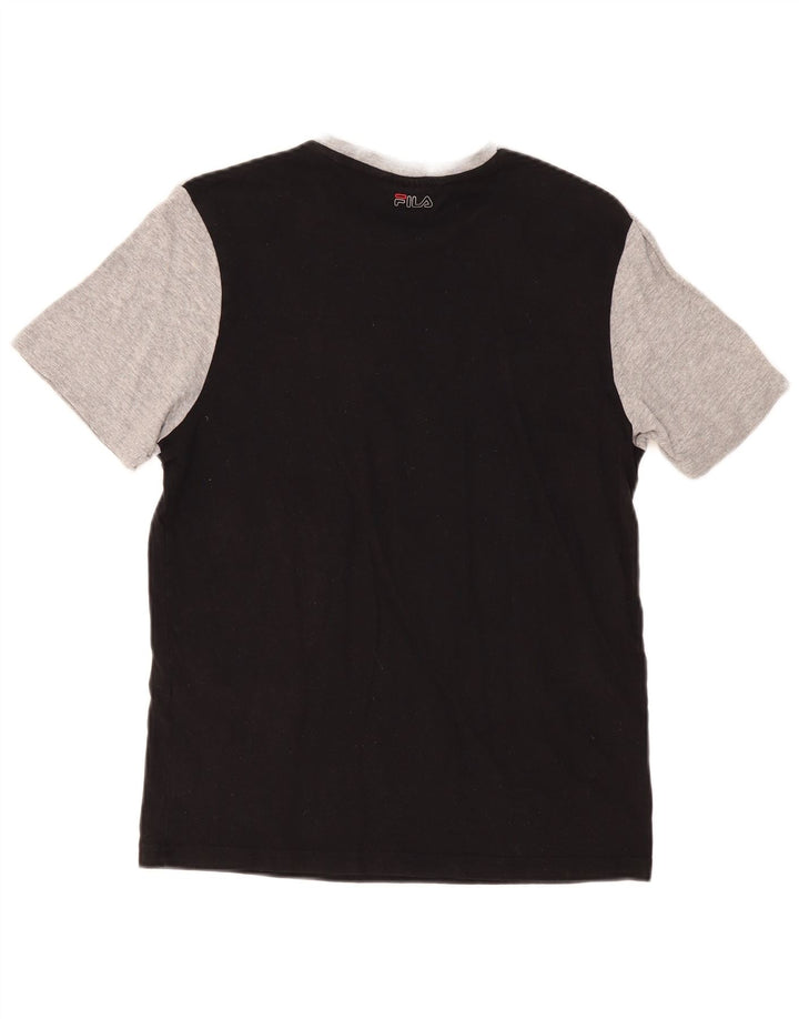 FILA Mens Graphic T-Shirt Top Small Grey Colourblock Cotton