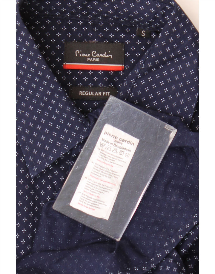 Pierre Cardin Mens Regular Fit Shirt Small Navy Blue Spotted Cotton
