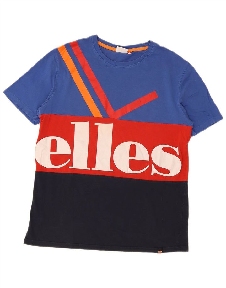 Ellesse Mens Graphic T-Shirt Top Small Multicoloured Colourblock Cotton