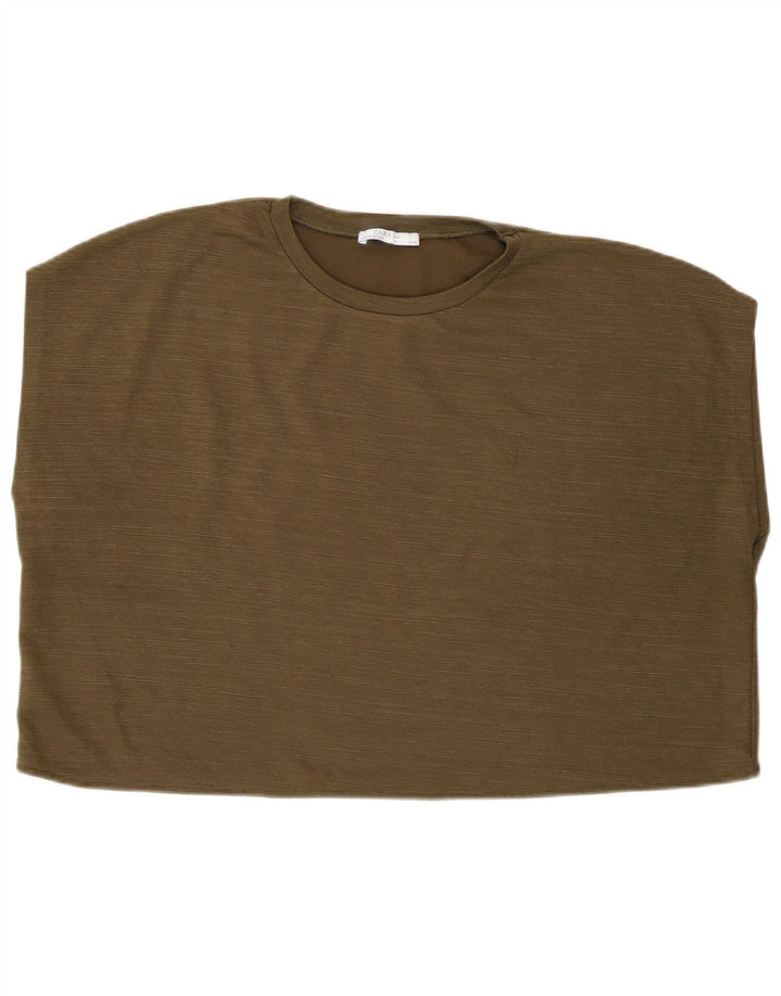 Zara ærmeløs oversized Crop Top til kvinder DK 14 Medium Khaki Polyester