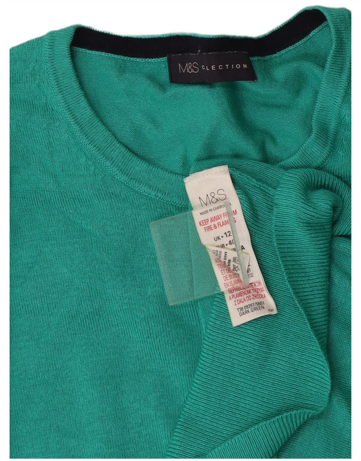 Marks & Spencer dame cardigan sweater UK 12 Medium turkis viskose