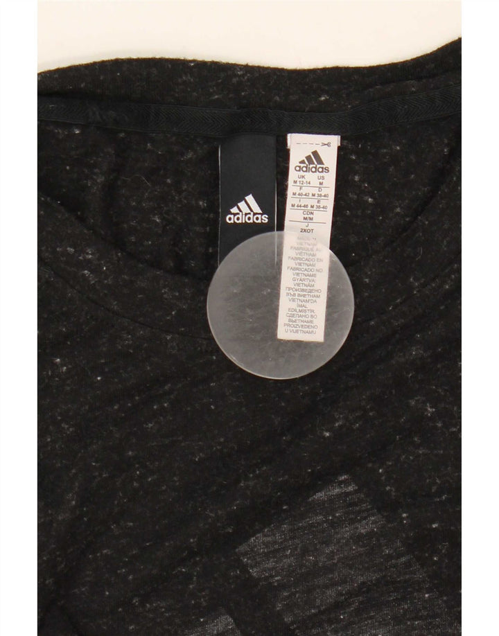 Adidas Womens Graphic Vest Top UK 12/14 Medium Black Flecked