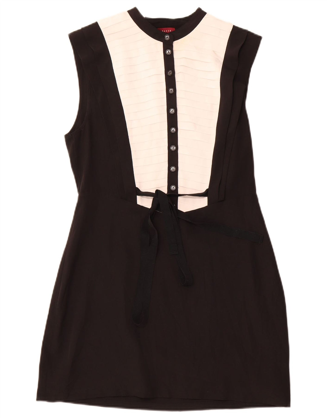 TED BAKER Womens Sleeveless A-Line Dress Size 2 Small Black Colourblock