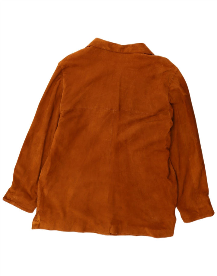 Jolly Womens Oversized Suede Overcoat IT 50 XL Brown Leather