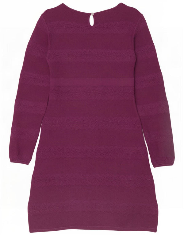 Fat Face Womens Long Sleeve Jumper Dress UK 8 Small Purple Striped Cotton