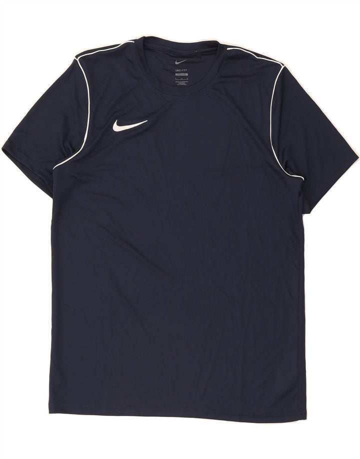 NIKE Mens Dri Fit Slim Fit T-Shirt Top Large Navy Blue Polyester Vintage Nike and Second-Hand Nike from Messina Hembry 