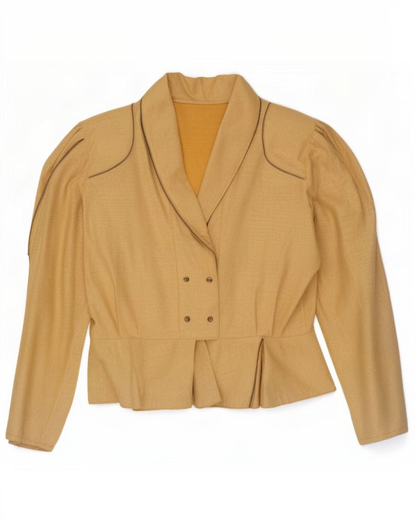 Jaqueta Blazer Feminina Vintage Reino Unido 14 Médio Bege Animal Print
