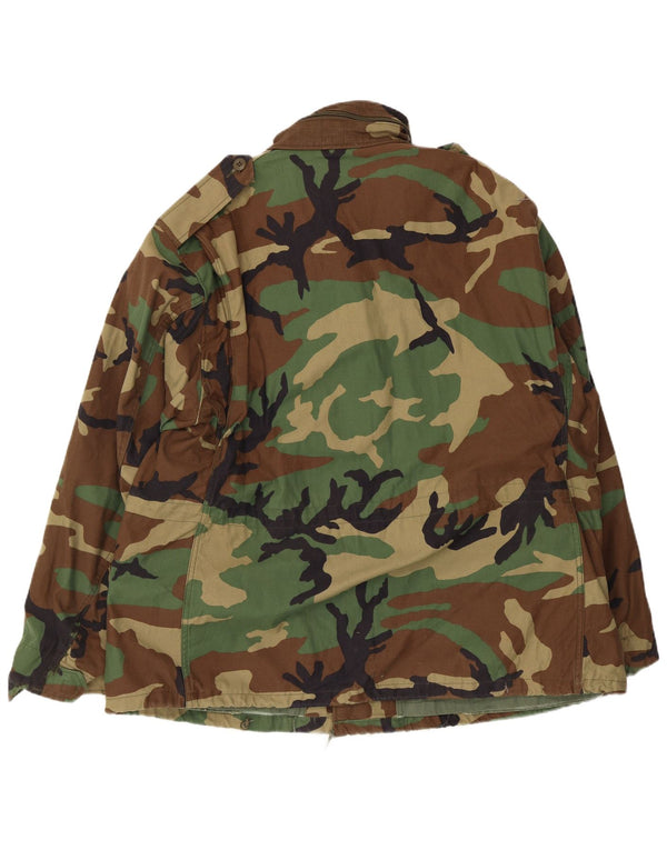 Vintage Mens Military Jacket UK 42 XL Green Camouflage Cotton