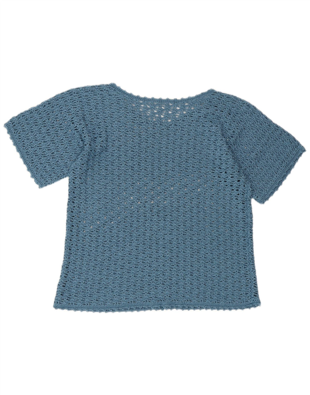 VINTAGE Womens Crochet Blouse Top UK 16 Large Blue