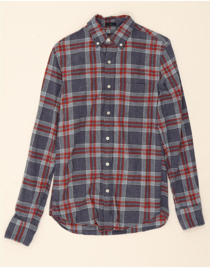 J. CREW Mens Slim Shirt XS Navy Blue Check Cotton Vintage J. Crew and Second-Hand J. Crew from Messina Hembry 