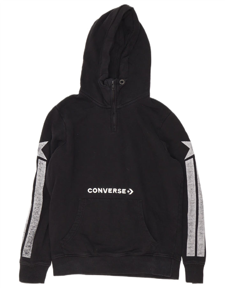 Converse Mens Zip Neck Graphic Hoodie Jumper Medium Black Colourblock