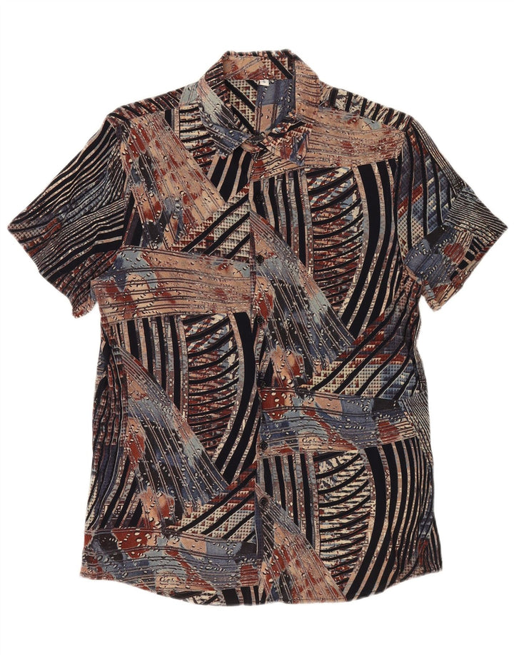 VINTAGE Mens Short Sleeve Shirt Small Multicoloured Striped