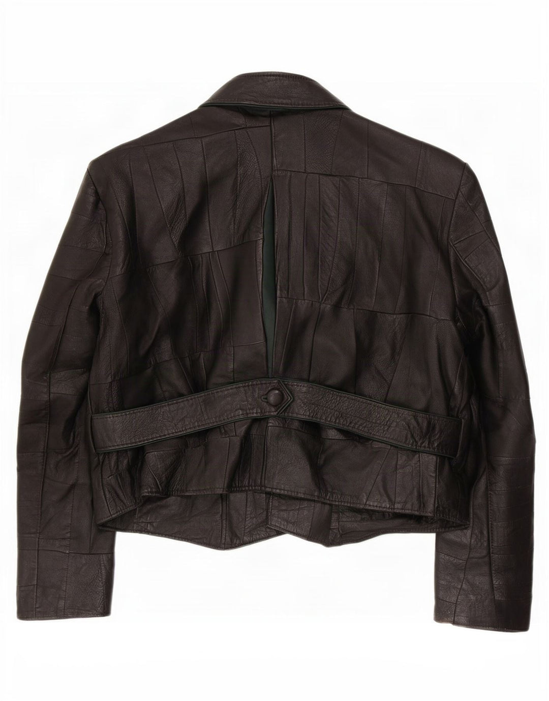 Jaqueta blazer feminina vintage de couro com 2 botões Reino Unido 10 pequena preta